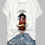 V-Neck Retro I'm Your Huckleberry Say When Print T-Shirt