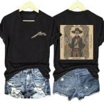 V-Neck Retro Kilmer Doc Holliday Cowboy Western Arizona Print T-Shirt