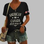 V-neck Retro American For Canada Friends Always Print T-Shirt