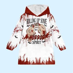 Rolling Up Some Horror Spirit Blanket Hoodie