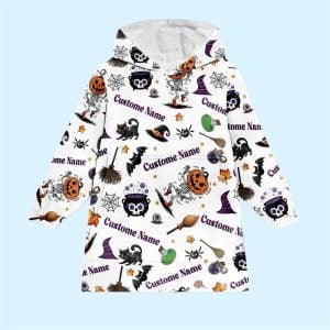 Personalized Spooky Halloween Blanket Hoodie