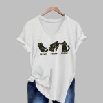 Women's Black Cat Feelin Derpy Today Print T-Shirt