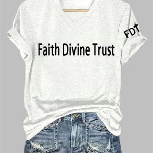 Womens FDT Faith Divine Trust Print T-Shirt