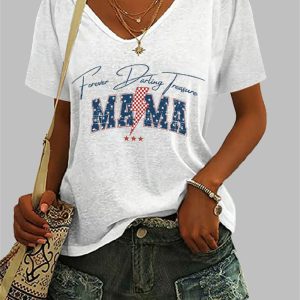 Womens FDT Forever Darling Treasure Mama Print Casual T Shirt 1