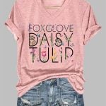 Women's FDT Foxclove Daisy Tulip Printed T-shirt