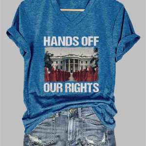 Womens FDT Hands Off Our Rights Print Casual T Shirt 1