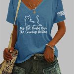 Women's FDT My Cat Could Run The Country Better Print V-Neck T-Shirt