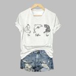 Women's Fox Dolphin Tiger Printed V Neck T-shirt