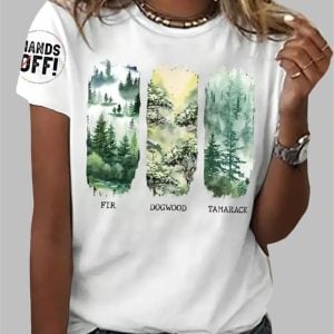 Womens Hands Off Fdt Tree Round Neck T Shirt 1