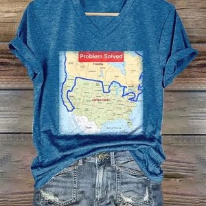 Women's Love Canada Problem Solved Print V-Neck T-Shirt