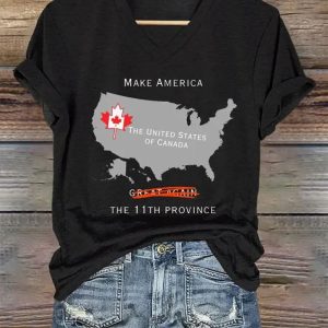 Women's Make America The United States Of Canada The 11h Province V-Neck T-Shirt