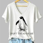 Women's Penguins Don't Tread On Me Printed V Neck T-shirt