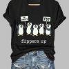 Womens Penguins Flippers Up Printed V Neck T shirt 4