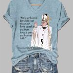Women's Pope Francis Being with Jesus Print Casual T-Shirt