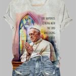 Women's Pope Francis True Happiness Is Being With The Lord And Living For Love Shirt