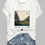 Women's Retro One Day At A Time Print T-Shirt
