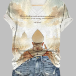 Women's The World Tells Us To Seek Success Power And Money God Tells Us To Seek Humility Service And Love Print V Neck T-Shirt