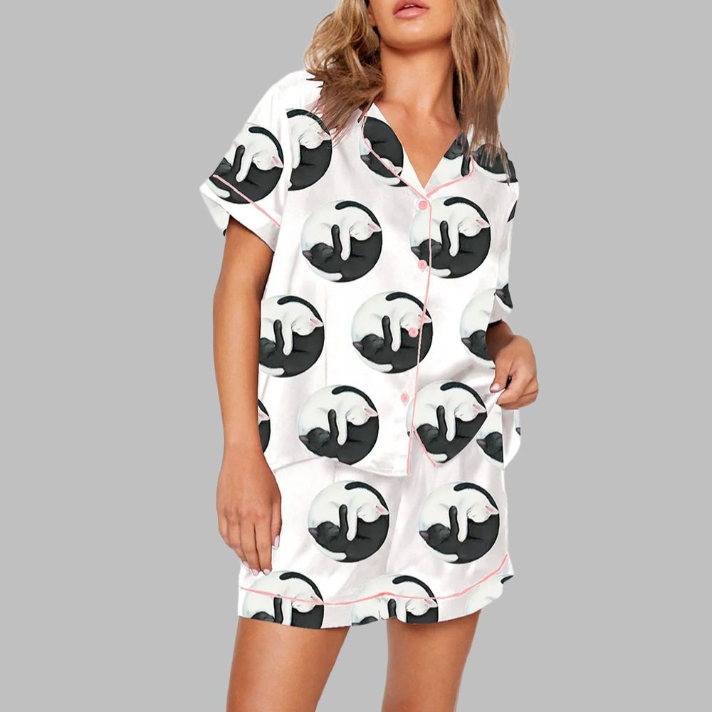 YinYang Cute Cats Print Pajama Set 1 YinYang Cute Cats Print Pajama Set 1