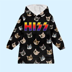Hiss Funny Cats Kittens Blanket Hoodie