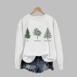 Womens Casual Tree Fdt Print Sweatshirt 1