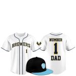 2025 Milwaukee Brewers Father Day Number 1 Dad Baseball Jersey