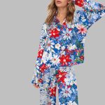 4th Of July Floral Pajama Set For Women