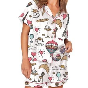 Chic Paris Vintage Style Paris France Travel Print Pajama Set 1