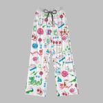 Chinoiserie Mahjong Contrast Wide Leg Pants