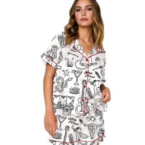 Cowgirl Whimsical Style Hand Drawn Western Bachelorette Party Pajama Set 1