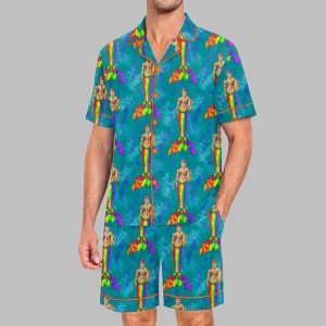 Rainbow Seashell Pride Merman Pride Month Love Is Love Print Pajama Set 1