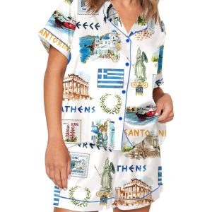 Navy Peony Greece Pajama Set 1