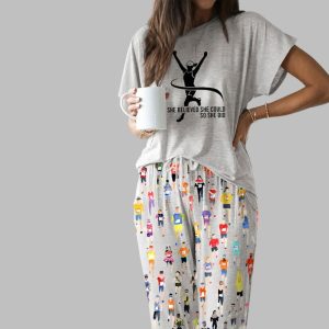 Marathon Runner Watercolor Casual Pajama Set For Women 1