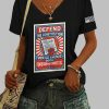 V Neck Defend The Constitution From All Enemies Both Foreign And Domestic Print T Shirt 5