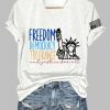 V Neck FDT Freedom Democracy Tolerance And Justice For All Print T Shirt 3