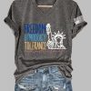 V Neck FDT Freedom Democracy Tolerance And Justice For All Print T Shirt 4