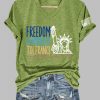 V Neck FDT Freedom Democracy Tolerance And Justice For All Print T Shirt 5
