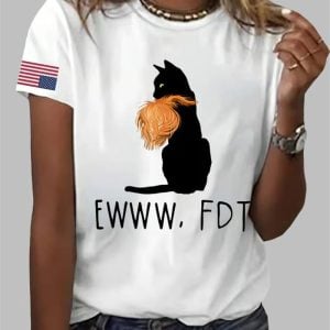 Cat EW FDT Print Round Neck T-Shirt