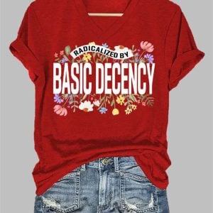 Women's Radicalized By Basic Decency Printed Fdt Short-Sleeved T-Shirt