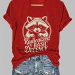 Women's Radicalized by Basic Decency Print V-Neck T-Shirt