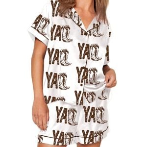 Yall Cowboy Boots Boho Western Pajama Set