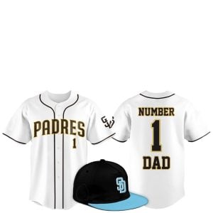 2025 SD Padres Father Day Number 1 Dad Baseball Jersey