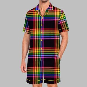 Rainbow Plaid Pride Month Love Is Love Print Pajama Set 1