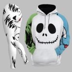 2025 Halloween Christmas Half Blue Half Nightmare Combo Hoodie Leggings