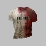 2025 Halloween Men's Bloody I'm Fine Print T-Shirt