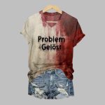 2025 Halloween Women's Bloody Problem Gelost Print V-Neck T-Shirt