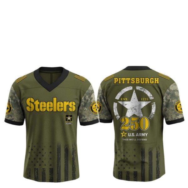 2025 Steelers 250th Anniversary US Army Jersey 1 2