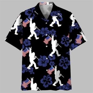 Patriotic Bigfoot Usa Flag Hawaiian Shirt 1