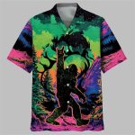 Bigfoot Footprint Forest Hawaiian Shirt