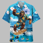 Bigfoot Surfing Hawaiian Shirt
