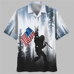 Bigfoot Usa Flag Hawaiian Shirt